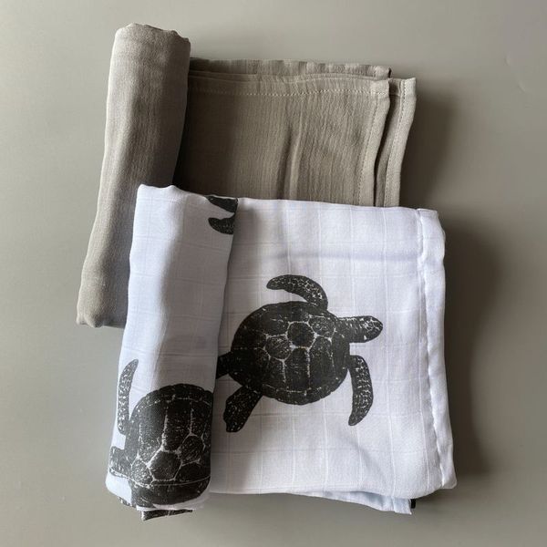 Сет муслиновых пелёнок "Turtles + Gray" N.Pel(musl)-Turtles+Gray-90 фото