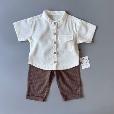 Лляні штани "Chocolate" та сорочка "Milk" copy_kostyum(Linen)-(shtanyChoco+sorochMilk)-74 фото