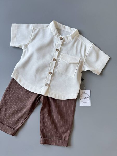 Лляні штани "Chocolate" та сорочка "Milk" copy_kostyum(Linen)-(shtanyChoco+sorochMilk)-74 фото